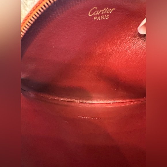 Vintage Cartier Bordeaux Leather Coin Pouch | 90s Must de Cartier Zip Wallet - Picture 7 of 9